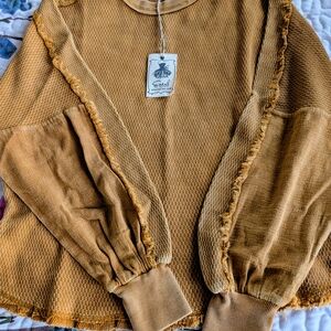 Easel Mustard Fringe Sweatshirt